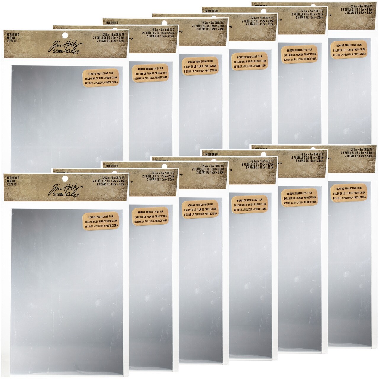 Multipack of 12 - Idea-Ology Adhesive Mirrored Sheets 6"X9" 2/Pkg